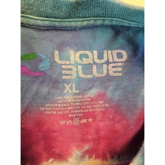 VINTAGE 2000 Liquid Blue Grateful Dead Celtic Mandala Tie Dye T-Shirt XL Distres - Picture 5 of 6